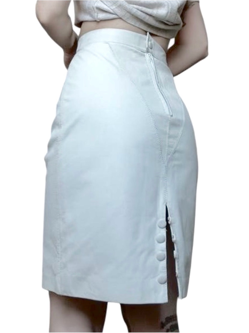 Ada Cream Leather Men's Shorts with Front Button Placket